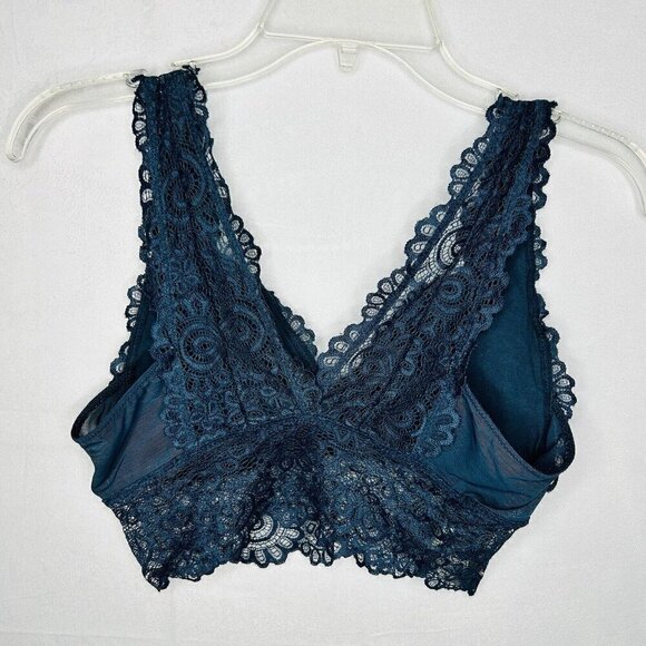 Lucky Brand Sz Small Lot of 2 Lace Bralettes Gray / Dark Teal Wireless Pullover - Picture 4 of 12